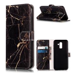 Black Gold Marble PU Leather Wallet Case for Samsung Galaxy J8