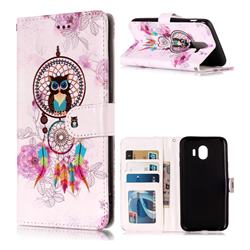 Wind Chimes Owl 3D Relief Oil PU Leather Wallet Case for Samsung Galaxy J8