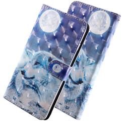 Moon Wolf 3D Painted Leather Wallet Case for Samsung Galaxy J8