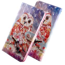 Colored Owl 3D Painted Leather Wallet Case for Samsung Galaxy J8