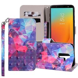 Colored Diamond 3D Painted Leather Phone Wallet Case Cover for Samsung Galaxy J8