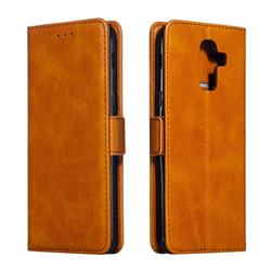 Retro Classic Calf Pattern Leather Wallet Phone Case for Samsung Galaxy J8 - Yellow