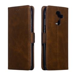 Retro Classic Calf Pattern Leather Wallet Phone Case for Samsung Galaxy J8 - Brown