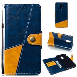 Retro Magnetic Stitching Wallet Flip Cover for Samsung Galaxy J8 - Blue