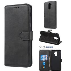 Retro Calf Matte Leather Wallet Phone Case for Samsung Galaxy J8 - Black