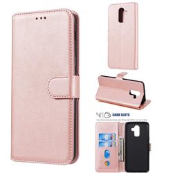 Retro Calf Matte Leather Wallet Phone Case for Samsung Galaxy J8 - Pink