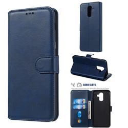Retro Calf Matte Leather Wallet Phone Case for Samsung Galaxy J8 - Blue