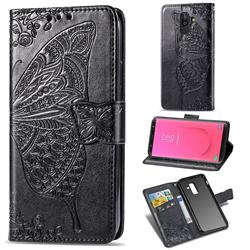 Embossing Mandala Flower Butterfly Leather Wallet Case for Samsung Galaxy J8 - Black