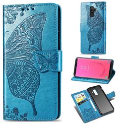 Embossing Mandala Flower Butterfly Leather Wallet Case for Samsung Galaxy J8 - Blue