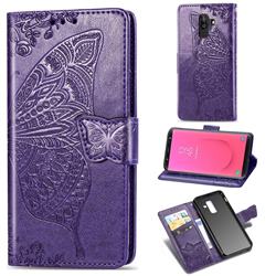 Embossing Mandala Flower Butterfly Leather Wallet Case for Samsung Galaxy J8 - Dark Purple