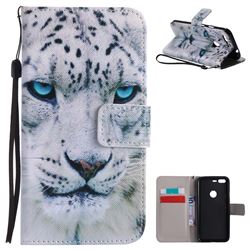 White Leopard PU Leather Wallet Case for Google Pixel