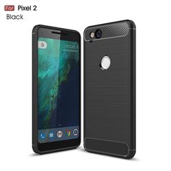 Luxury Carbon Fiber Brushed Wire Drawing Silicone TPU Back Cover for Google Pixel 2 (Black)
