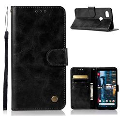 Luxury Retro Leather Wallet Case for Google Pixel 2 XL - Black