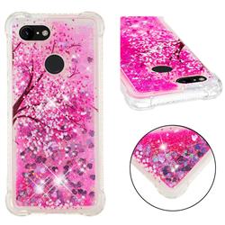 Pink Cherry Blossom Dynamic Liquid Glitter Sand Quicksand Star TPU Case for Google Pixel 3