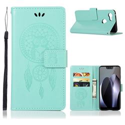 Intricate Embossing Owl Campanula Leather Wallet Case for Google Pixel 3 - Green