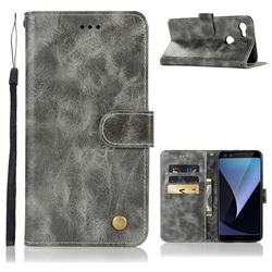 Luxury Retro Leather Wallet Case for Google Pixel 3 - Gray