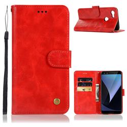 Luxury Retro Leather Wallet Case for Google Pixel 3 - Red