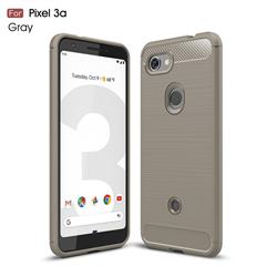 Luxury Carbon Fiber Brushed Wire Drawing Silicone TPU Back Cover for Google Pixel 3A - Gray