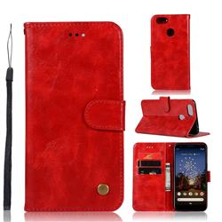Luxury Retro Leather Wallet Case for Google Pixel 3A - Red