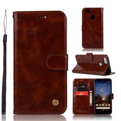 Luxury Retro Leather Wallet Case for Google Pixel 3A - Brown