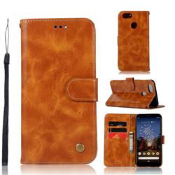 Luxury Retro Leather Wallet Case for Google Pixel 3A - Golden
