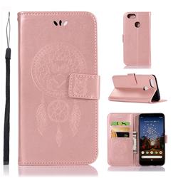 Intricate Embossing Owl Campanula Leather Wallet Case for Google Pixel 3A - Rose Gold