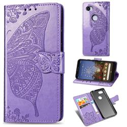 Embossing Mandala Flower Butterfly Leather Wallet Case for Google Pixel 3A - Light Purple