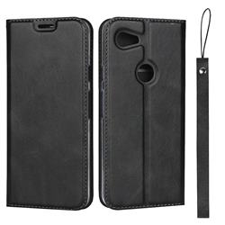 Calf Pattern Magnetic Automatic Suction Leather Wallet Case for Google Pixel 3A - Black
