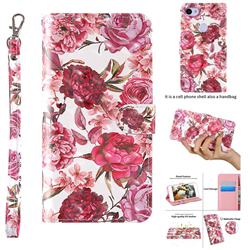 Red Flower 3D Painted Leather Wallet Case for Google Pixel 3A
