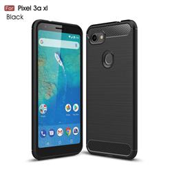 Luxury Carbon Fiber Brushed Wire Drawing Silicone TPU Back Cover for Google Pixel 3A XL - Black