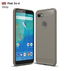 Luxury Carbon Fiber Brushed Wire Drawing Silicone TPU Back Cover for Google Pixel 3A XL - Gray