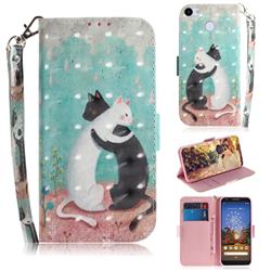 Black and White Cat 3D Painted Leather Wallet Phone Case for Google Pixel 3A XL