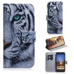 White Tiger PU Leather Wallet Case for Google Pixel 3A XL
