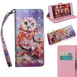Colored Owl 3D Painted Leather Wallet Case for Google Pixel 3A XL