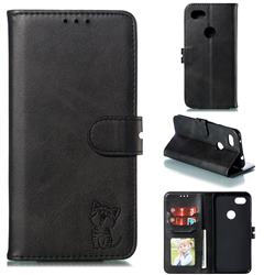 Embossing Happy Cat Leather Wallet Case for Google Pixel 3A XL - Black