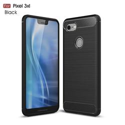 Luxury Carbon Fiber Brushed Wire Drawing Silicone TPU Back Cover for Google Pixel 3 XL - Black