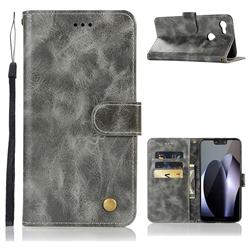 Luxury Retro Leather Wallet Case for Google Pixel 3 XL - Gray