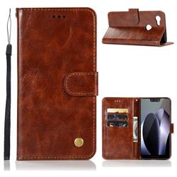 Luxury Retro Leather Wallet Case for Google Pixel 3 XL - Brown