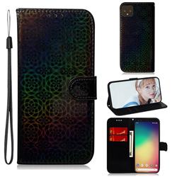 Laser Circle Shining Leather Wallet Phone Case for Google Pixel 4 - Black