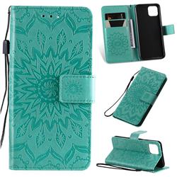 Embossing Sunflower Leather Wallet Case for Google Pixel 4 - Green