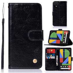 Luxury Retro Leather Wallet Case for Google Pixel 4 - Black