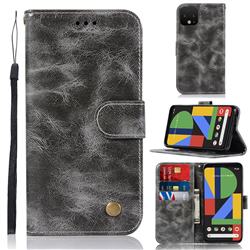 Luxury Retro Leather Wallet Case for Google Pixel 4 - Gray
