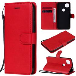 Retro Greek Classic Smooth PU Leather Wallet Phone Case for Google Pixel 4a - Red