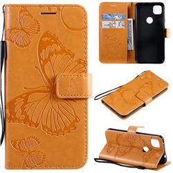 Embossing 3D Butterfly Leather Wallet Case for Google Pixel 4a - Yellow