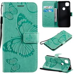 Embossing 3D Butterfly Leather Wallet Case for Google Pixel 4a - Green