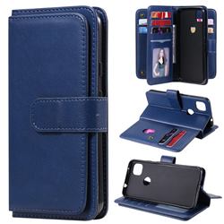 Multi-function Ten Card Slots and Photo Frame PU Leather Wallet Phone Case Cover for Google Pixel 4a - Dark Blue