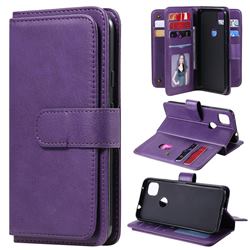 Multi-function Ten Card Slots and Photo Frame PU Leather Wallet Phone Case Cover for Google Pixel 4a - Violet