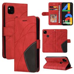 Luxury Two-color Stitching Leather Wallet Case Cover for Google Pixel 4a - Red