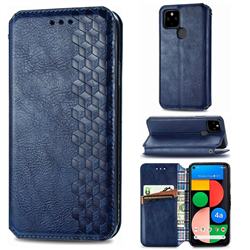 Ultra Slim Fashion Business Card Magnetic Automatic Suction Leather Flip Cover for Google Pixel 4a 5G - Dark Blue
