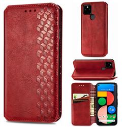 Ultra Slim Fashion Business Card Magnetic Automatic Suction Leather Flip Cover for Google Pixel 4a 5G - Red